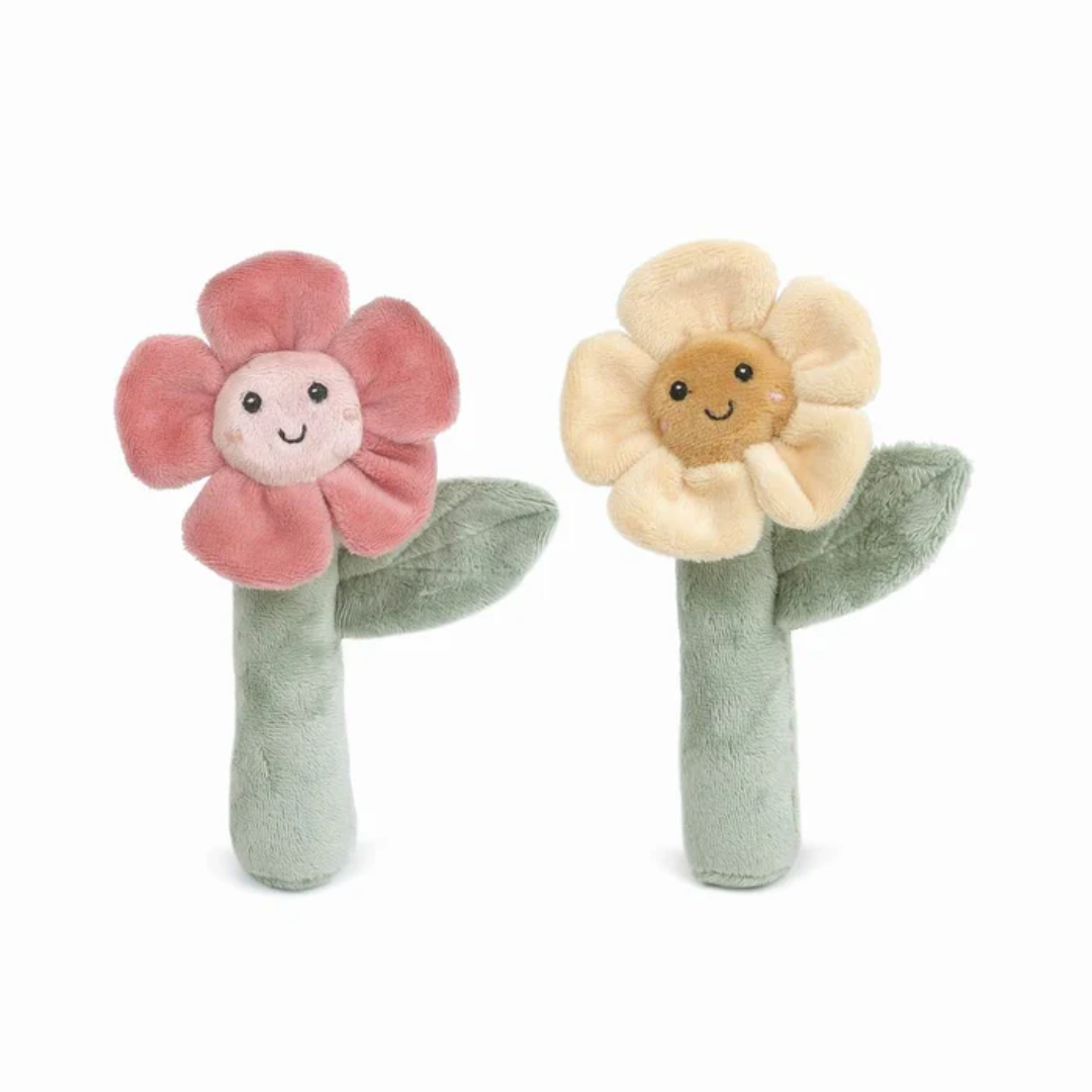 Plush Flower 2-Piece Baby Rattle Set