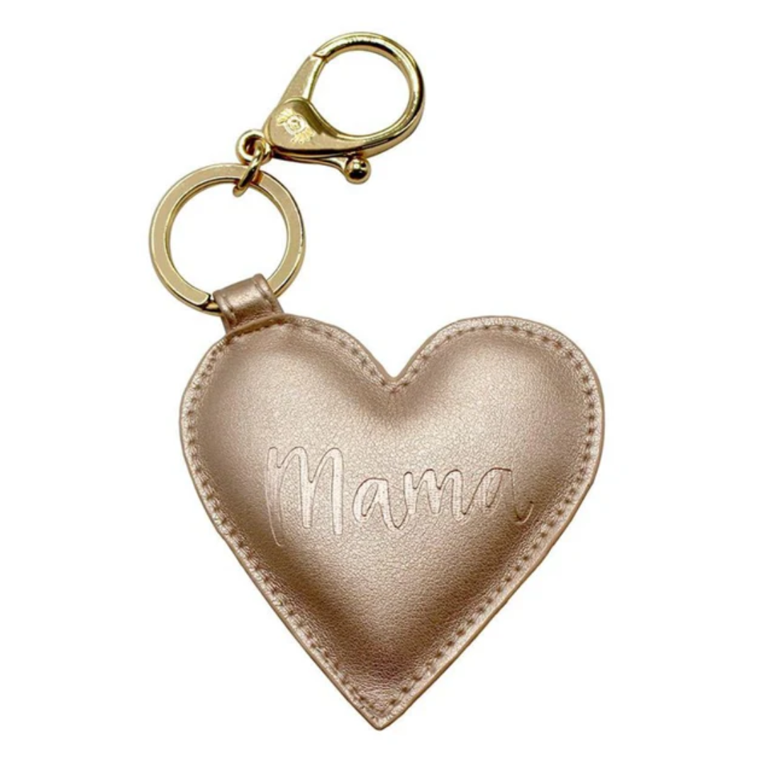 Gold Mama Heart Diaper Bag Charm Keychain