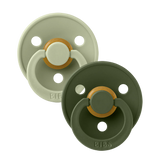 BIBS Original Natural Rubber Round Pacifier (2 Pack) | Sage & Hunter Green