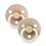 BIBS Natural Rubber Round Pacifier | 2 Pack Mixed Colors (Size 2) 6-18m|