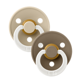BIBS Natural Rubber Round Pacifier | 2 Pack Mixed Colors (Size 1) 0-6M |
