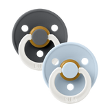 BIBS Natural Rubber Round Pacifier | 2 Pack Mixed Colors (Size 1) 0-6M |