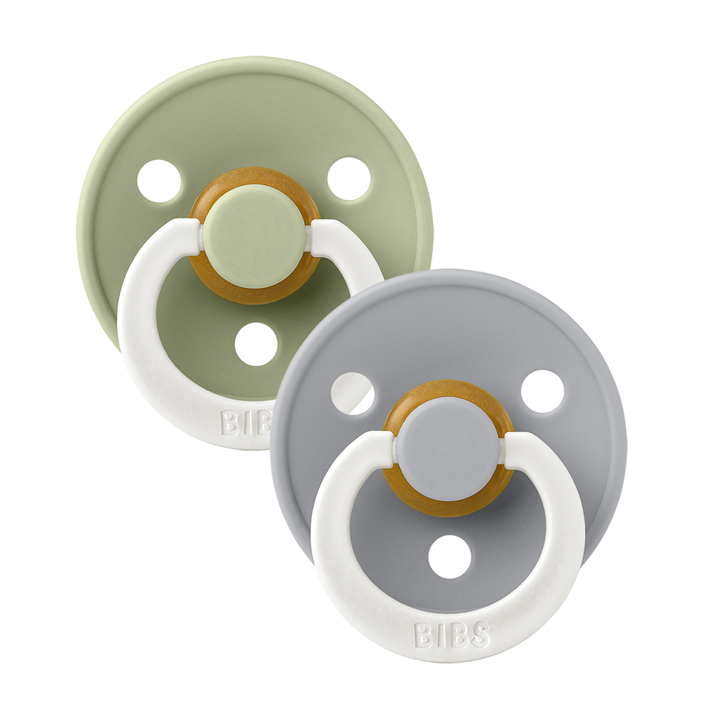 BIBS Natural Rubber Round Pacifier | 2 Pack Mixed Colors (Size 1) 0-6M |