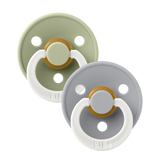 BIBS Natural Rubber Round Pacifier | 2 Pack Mixed Colors (Size 1) 0-6M |
