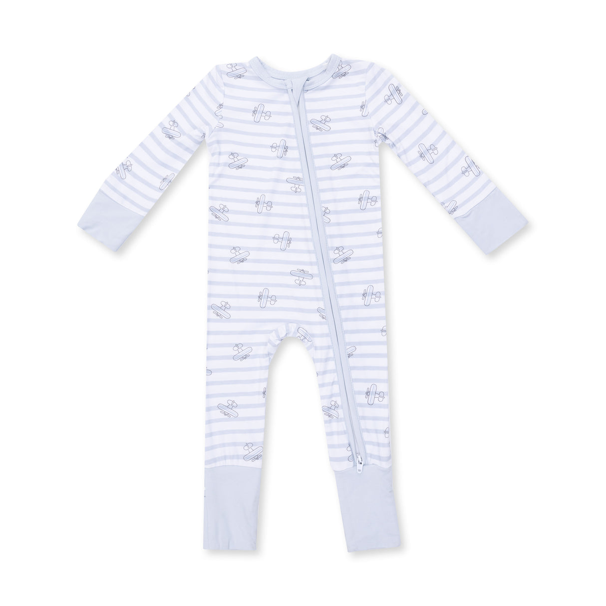 Angel Dear Airplane Stripe Convertible Bamboo Romper