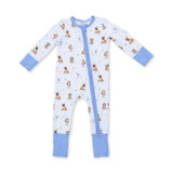 Angel Dear Bestie Dogs Blue Bamboo Polo Romper
