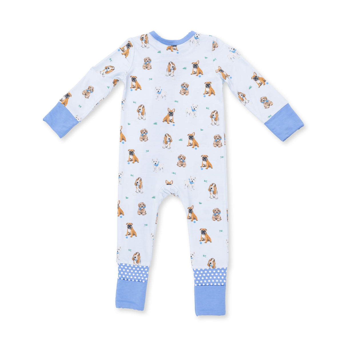 Angel Dear Bestie Dogs Blue Bamboo Polo Romper