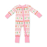 Angel Dear Gingerbread Fair Isle Pink Convertible Bamboo Romper