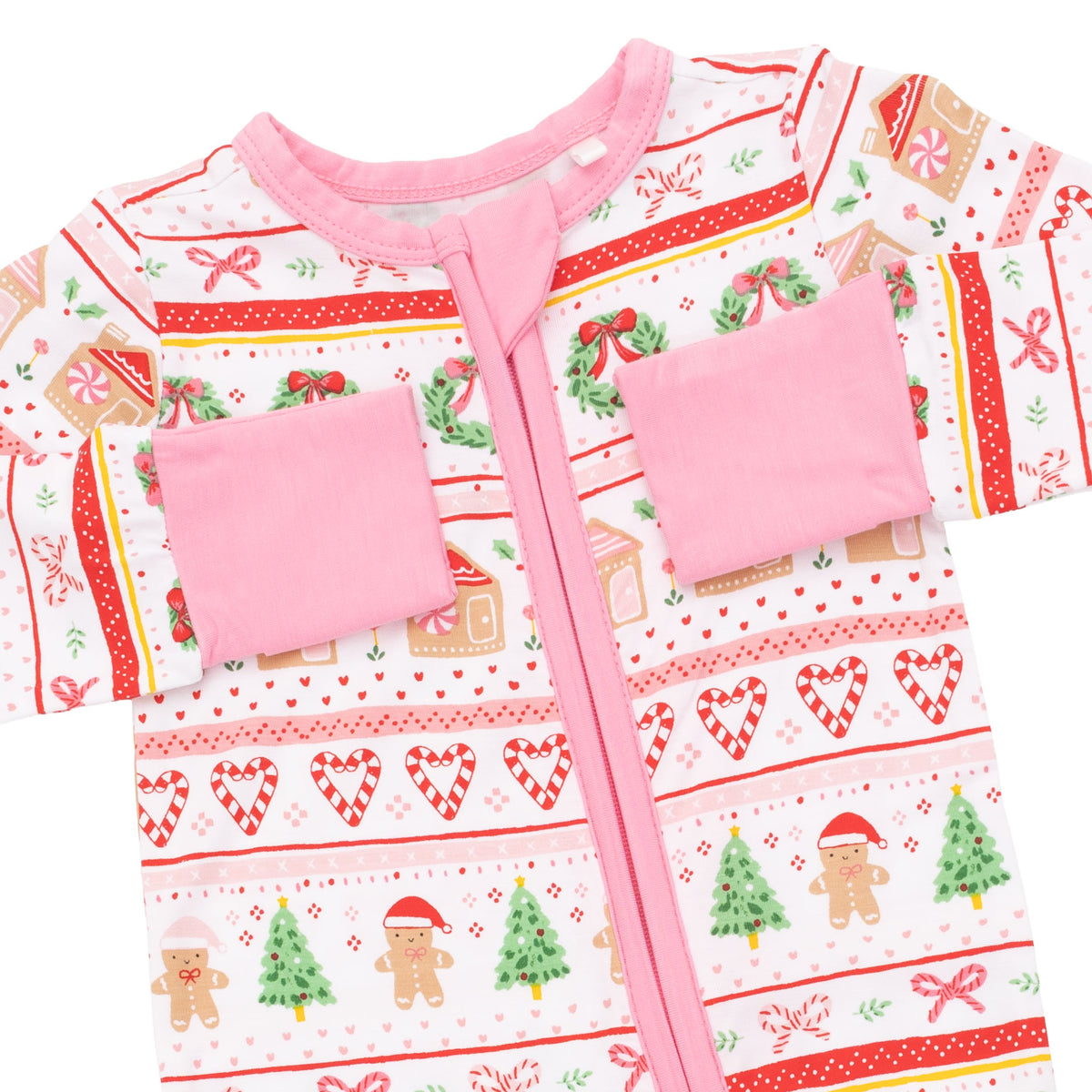 Angel Dear Gingerbread Fair Isle Pink Convertible Bamboo Romper