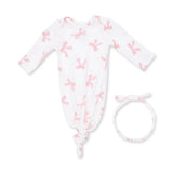 Angel Dear Pretty Bows Bamboo Knotted Gown & Headband Set | 0-3M