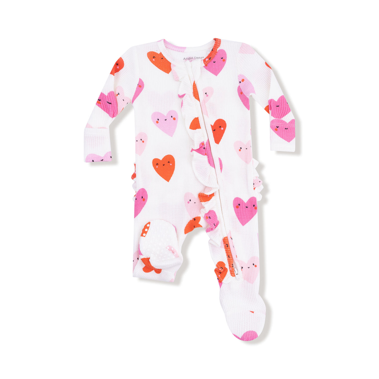 Angel Dear Happy Hearts 2-Way Ruffle Zipper Footie