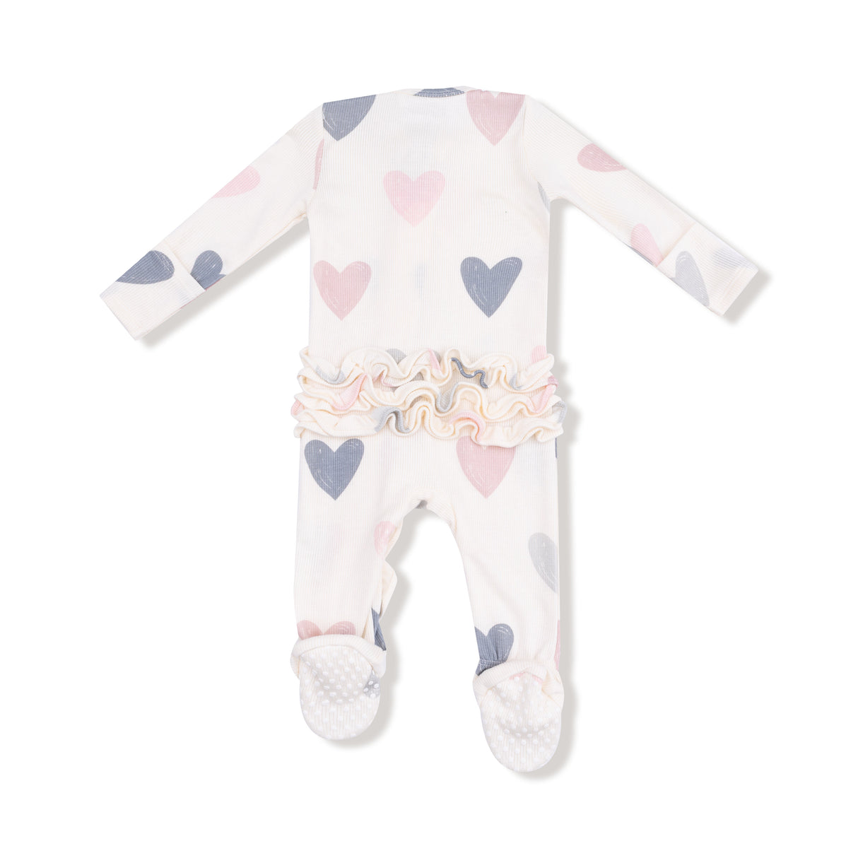 Angel Dear Hearts Modal Ribbed 2-Way Zipper Footie