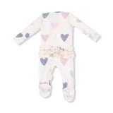 Angel Dear Hearts Modal Ribbed 2-Way Zipper Footie