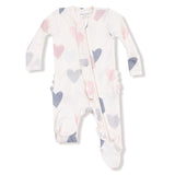 Angel Dear Hearts Modal Ribbed 2-Way Zipper Footie