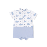 Angel Dear Bubbly Sailor Whales Blue Short Playsuit