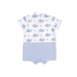 Angel Dear Bubbly Sailor Whales Blue Short Playsuit