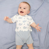 Angel Dear Bubbly Sailor Whales Blue Short Playsuit