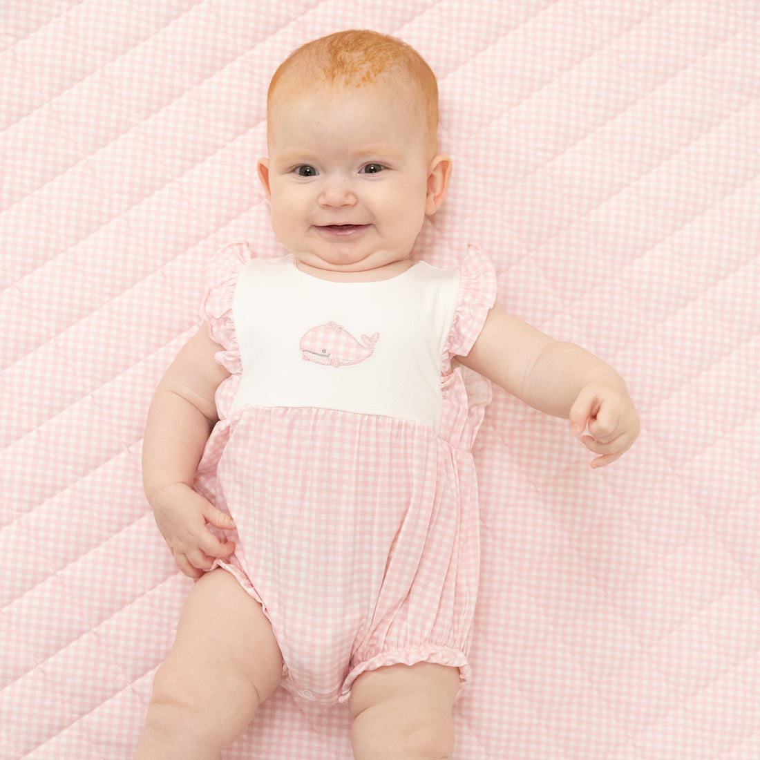 Angel Dear Bubbly Whale w/ Bow Pink Ruffle Playsuit