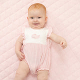 Angel Dear Bubbly Whale w/ Bow Pink Ruffle Playsuit
