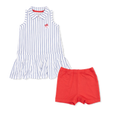Angel Dear Baseball Stripe Polo Dress w/ Cartwheel Short