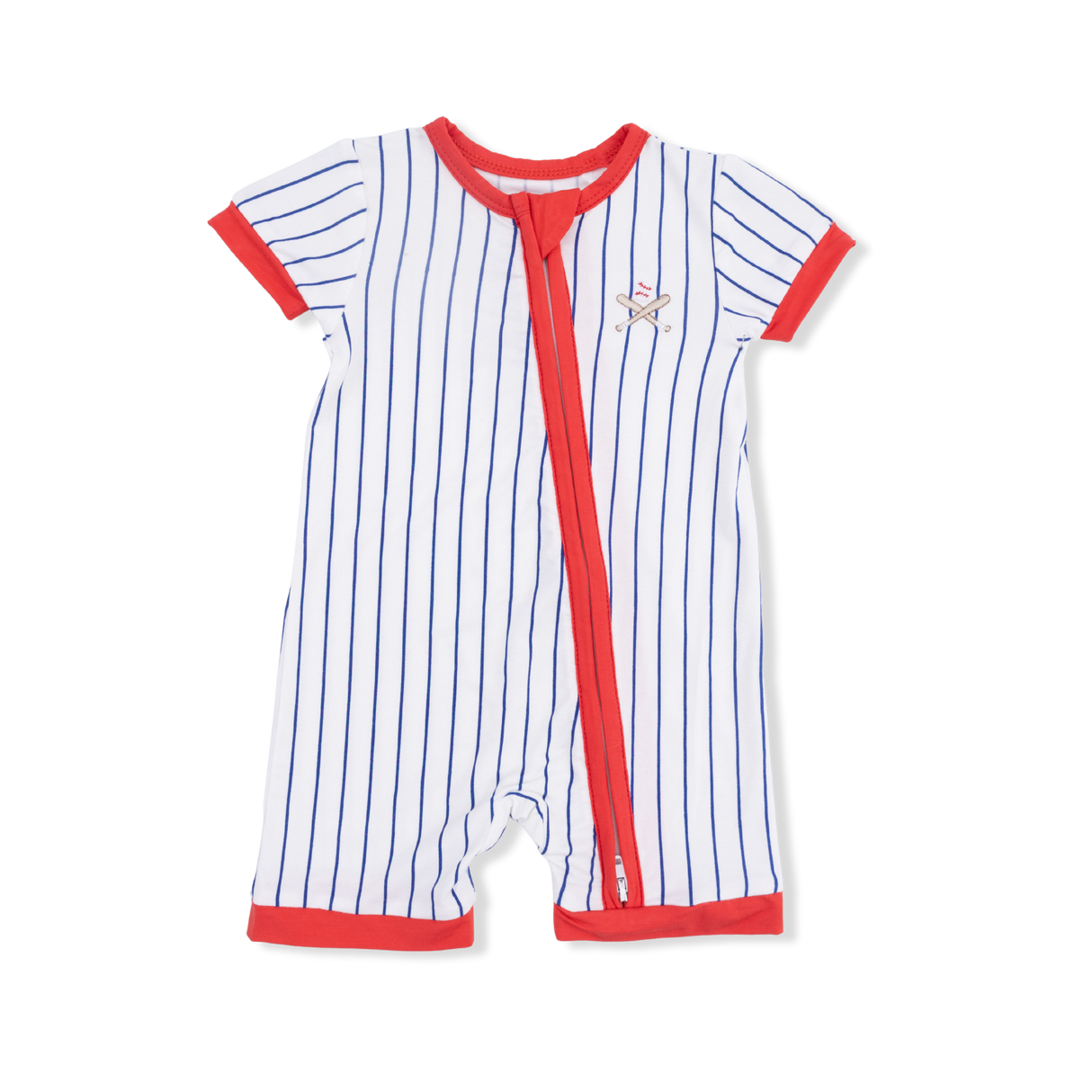 Angel Dear Baseball Stripe Shortie 2 Way Zipper Romper