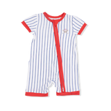 Angel Dear Baseball Stripe Shortie 2 Way Zipper Romper