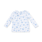 Angel Dear Blue Bows & Flowers Long Sleeve Ruffle Top & Pant