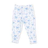 Angel Dear Blue Bows & Flowers Long Sleeve Ruffle Top & Pant