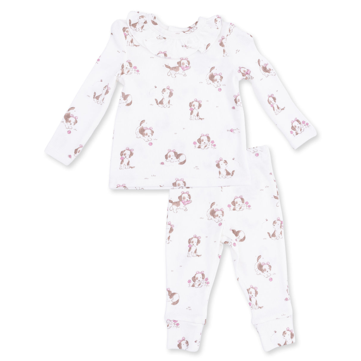 Angel Dear Explorer Puppy Pink Long Sleeve Romper Top & Pant