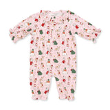 Angel Dear Christmas Dogs Pink L/S Ruffle Collar Romper