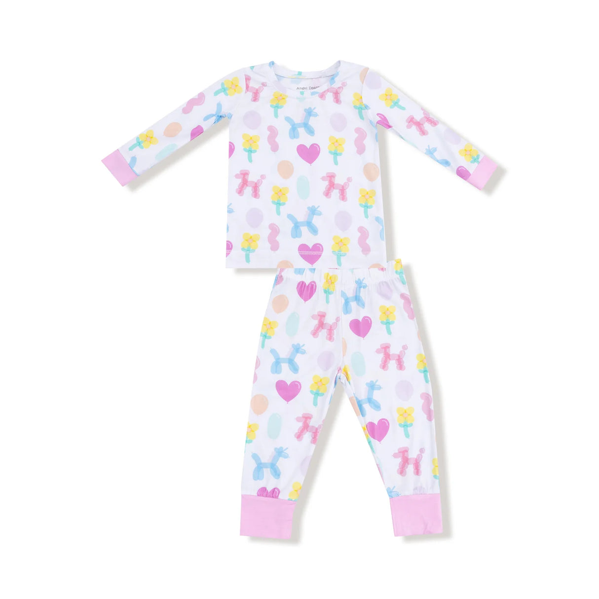 Angel Dear Balloon Animals Pink Long Sleeve Bamboo Loungewear Set