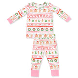 Angel Dear Gingerbread Fair Isle Pink Long Sleeve Loungewear Set