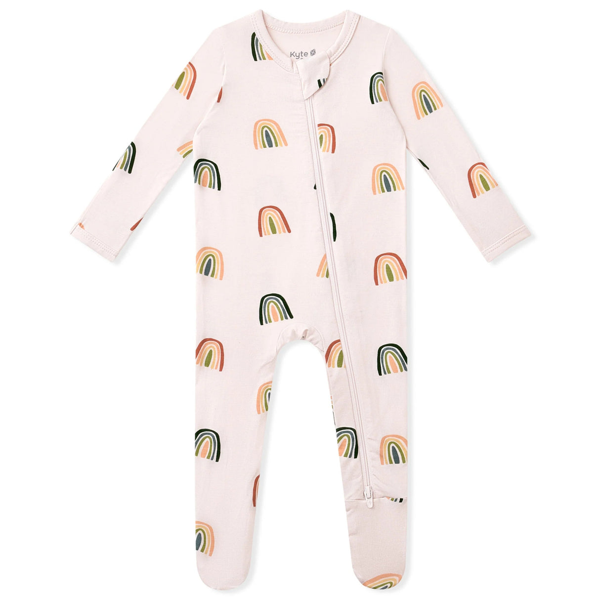 Kyte Baby Bamboo Zippered Footie | Retro Rainbow