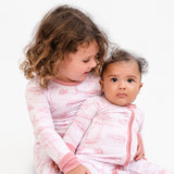 Pearls and Pelicans Bayou Toile Bamboo Zip Up Pajamas | Pink