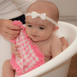 Sugar Bee Clothing Baby Pink Ruffle Soft Gingham Wash Cloth