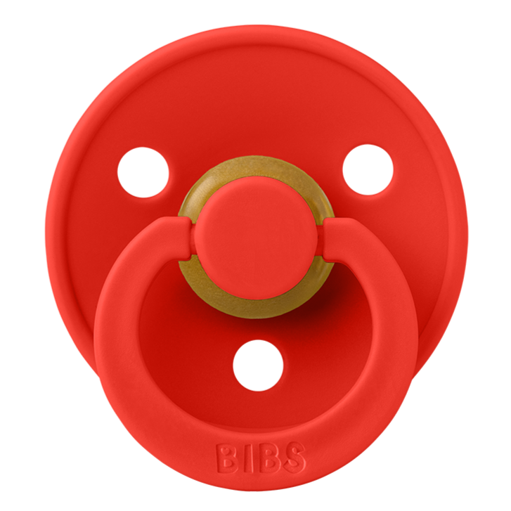 BIBS Colour Natural Rubber Round Pacifier - Single  | Candy Apple