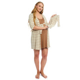Everly Grey Carolyn Gown 4-Piece PJ Set with Newborn Gown and Hat | Mocha Stripe