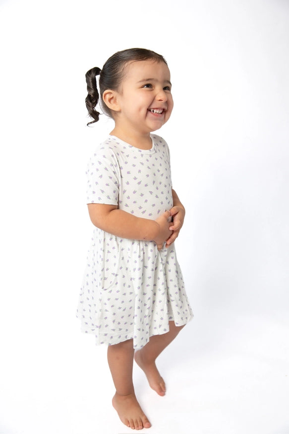 Goosies Lilac Buds Bamboo Short Sleeve Polo Dress
