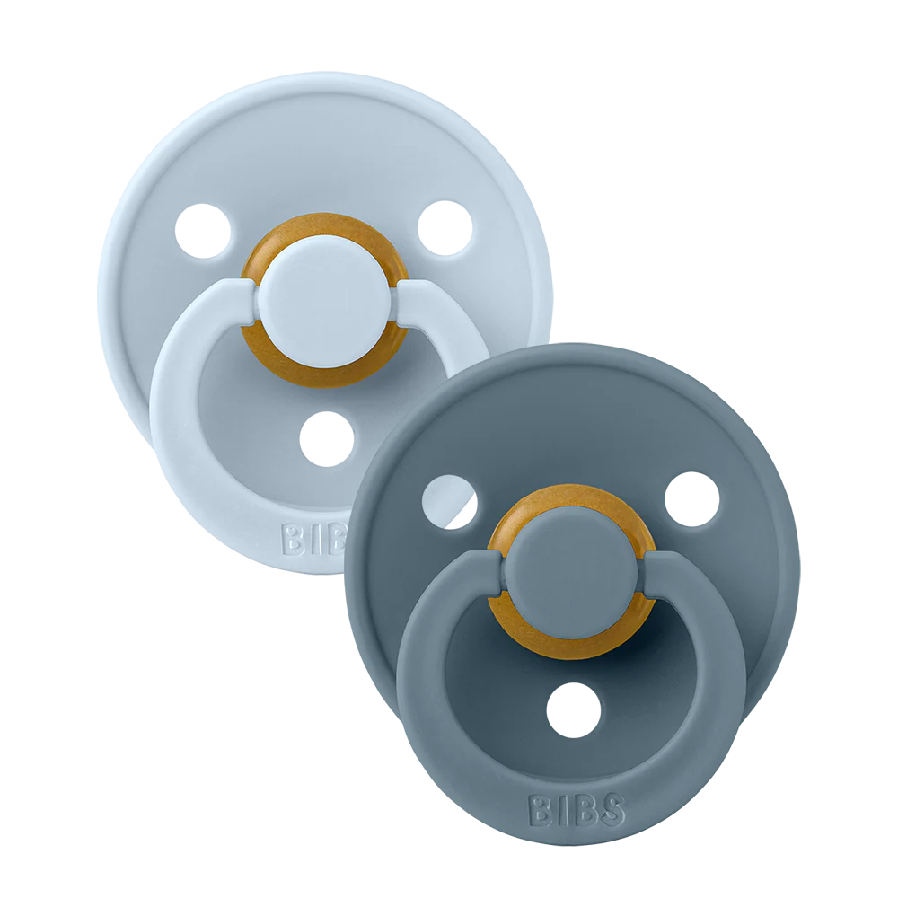 BIBS Symmetrical Natural Rubber Pacifier (2 Pack) | Baby Blue | Petrol