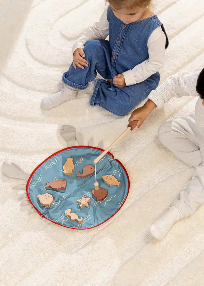 Coco Village Wooden Magnetic Fishing Game with Carrying Pouch