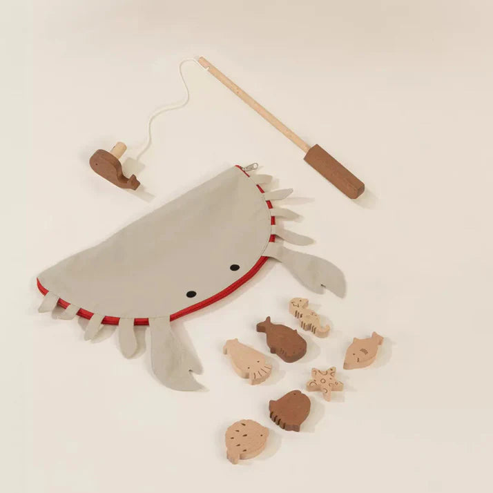 Coco Village Wooden Magnetic Fishing Game with Carrying Pouch