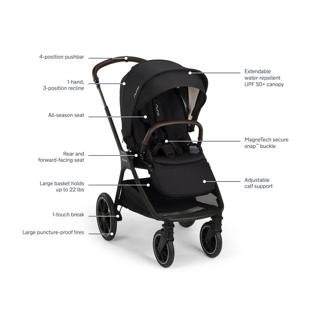 NUNA TRIV LX  stroller + Pipa URBN car seat Travel System | Caviar