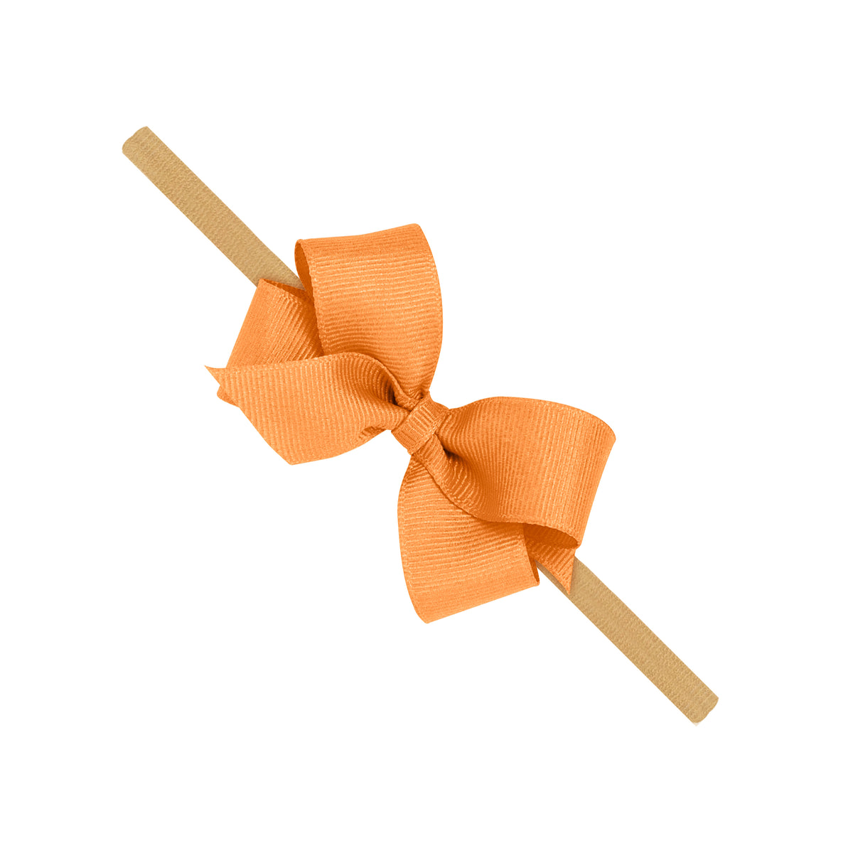 Wee Ones Ginger Mini Grosgrain Hair Bow on Nude Soft Headband
