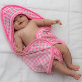 Sugar Bee Clothing Baby Pink Soft Gingham Hooded Bath Towel
