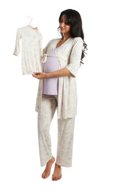 Everly Grey Bali Anelise 5-Piece Mom and Baby Matching Gift Set | Adult Pajama Set Newborn Gown and Hat Set