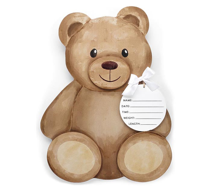 Burton + Burton Teddy Bear New Baby Announcement Wall Hanging