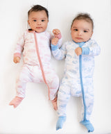 Pearls and Pelicans Bayou Toile Bamboo Zip Up Pajamas | Blue