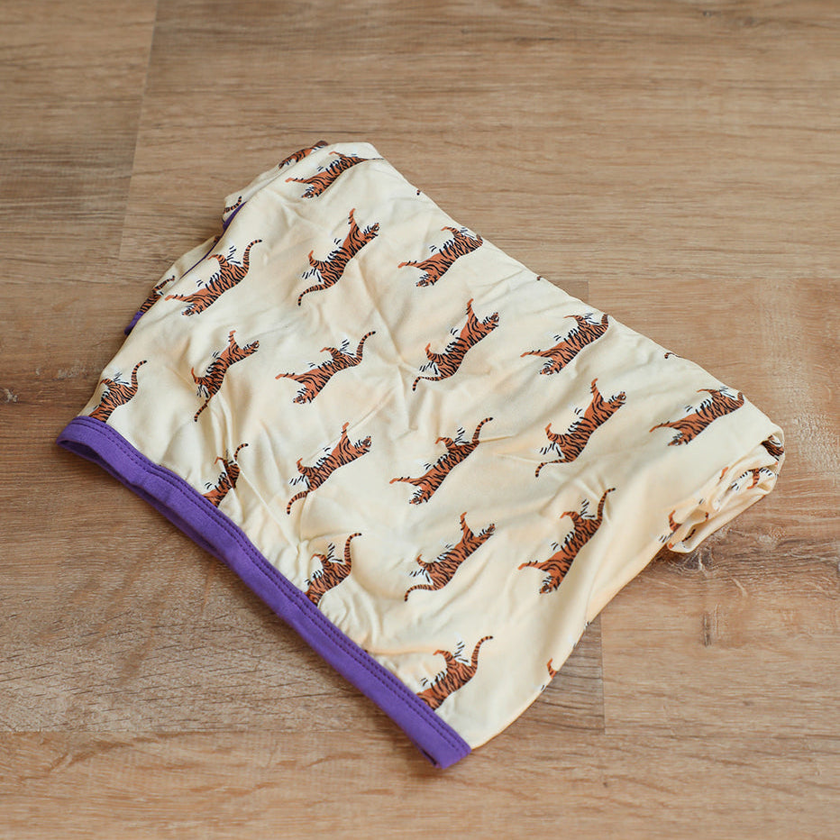 Southern Slumber Purple Tiger Bamboo Swaddle Blanket