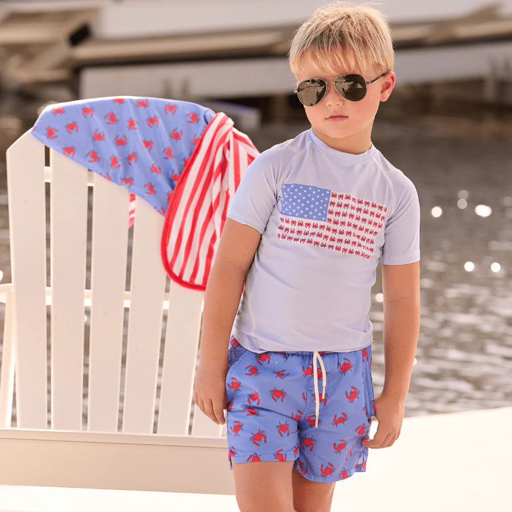 Sugar Bee Clothing Blue Crab Boy Summer Swim Shorts