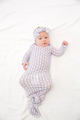 Goosies Lilac Ribbons Bamboo Knotted Infant Gown | 0-3M